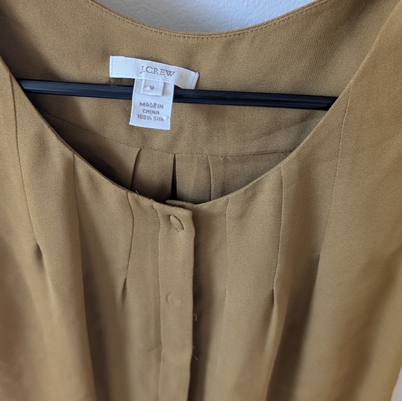 J. Crew mustard colored silk sleeveless blouse size 0 - Picture 5 of 7